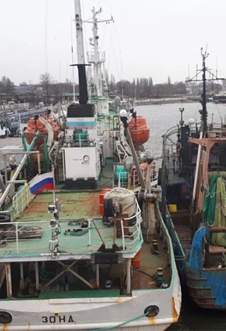 Рыболовные и служебные суда у причала в порту